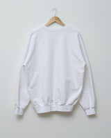 製品染めフロッキープリントスウェットクルーネック