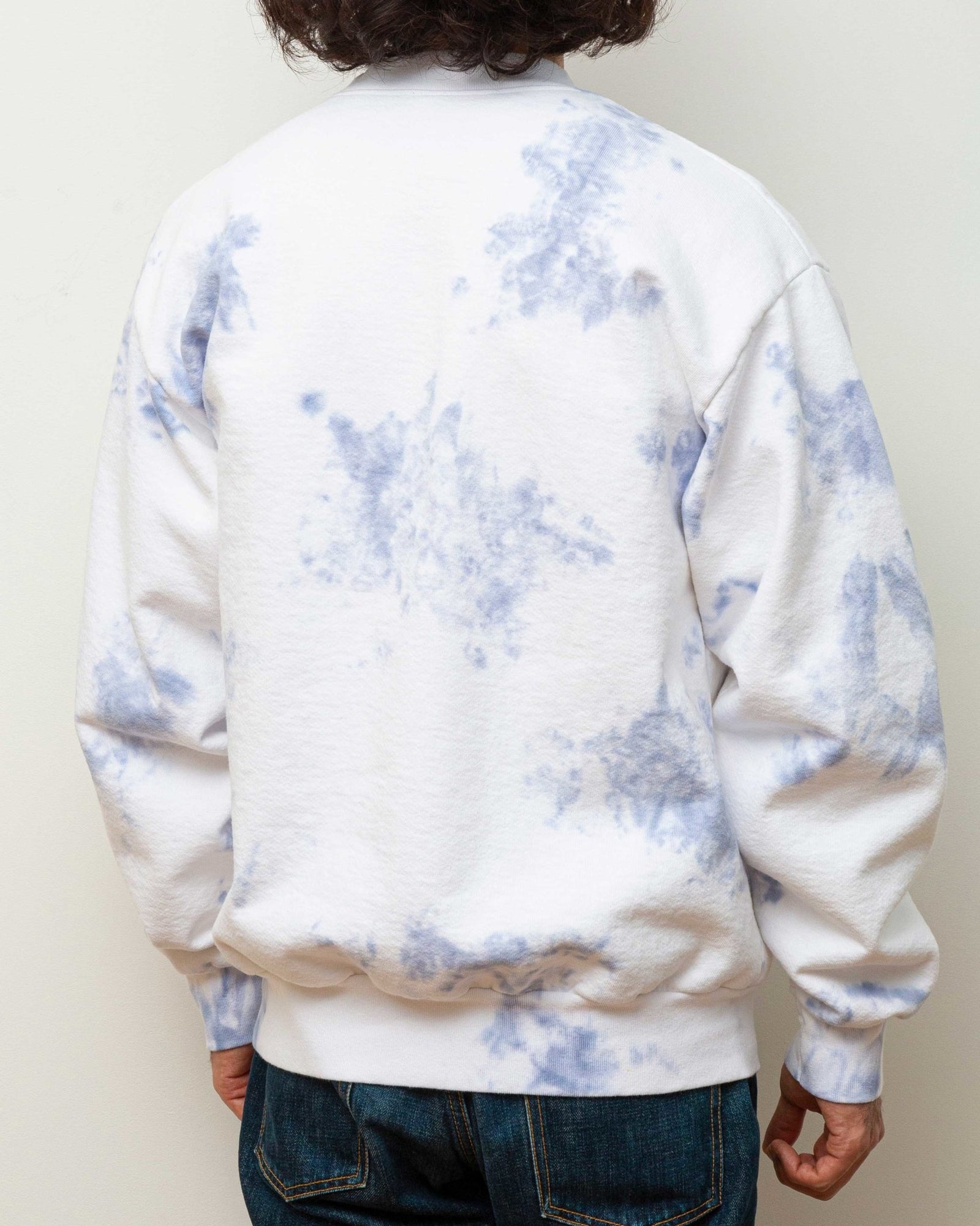 鹿刺繍 青白タイダイ スウェット　オリジナル染料　一点物 タイダイ染めスウェットクルーネック – A blends official