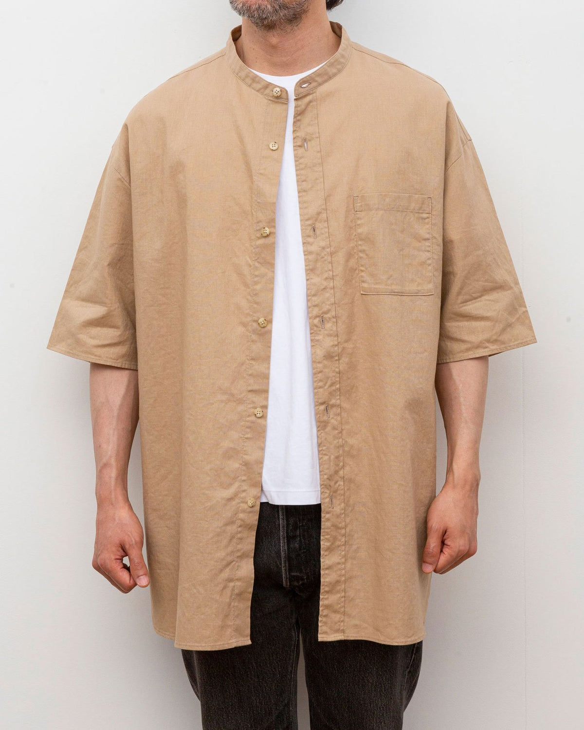 kris van assche archive スタンドカラーシャツ 綿麻スタンドカラーS/Sシャツ – A blends official | ブランド公式